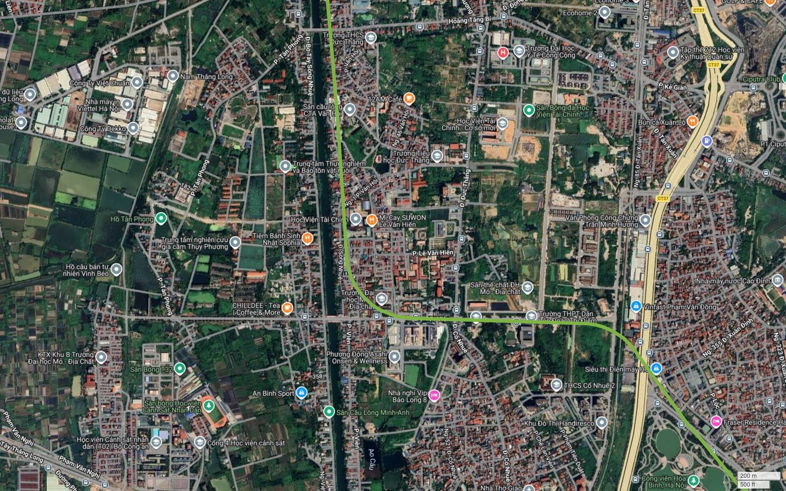 Hành lang metro số 11 Hà Nội bẻ hướng đông tại Cổ Nhuế, đi qua vùng Đại học Mỏ Địa chất và Học viện Cảnh sát