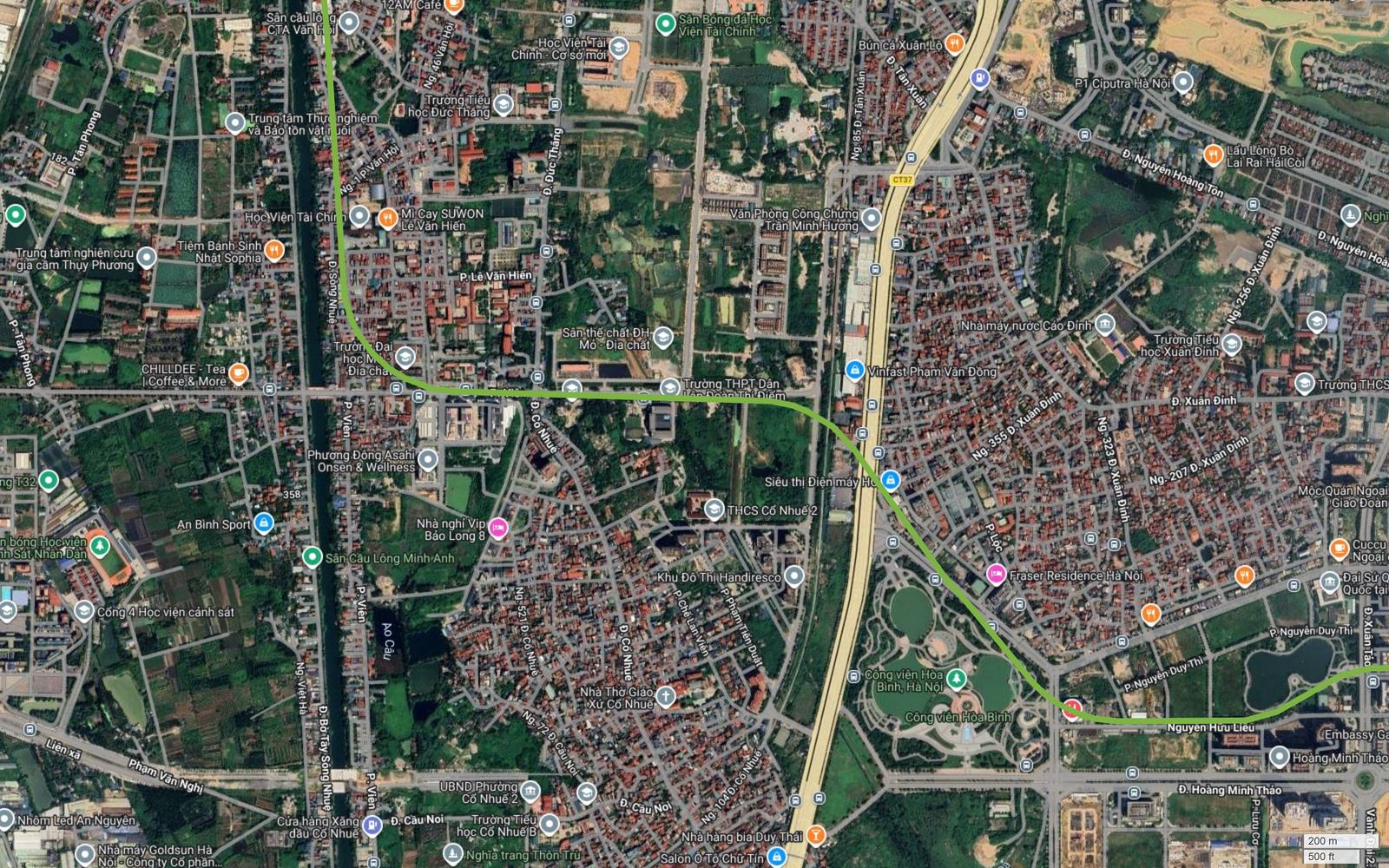Tuyến metro số 11 Hà Nội cắt đường Phạm Văn Đồng và men Công viên Hòa Bình, gần Fraser Residence Hà Nội