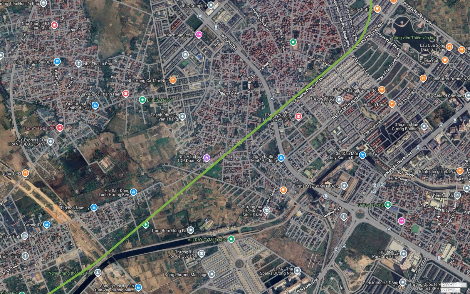 Hành lang metro số 11 Hà Nội cắt vùng ruộng La Phù, Đông La, gần Đại học Kiểm sát Hà Nội và The Sparks Dương Nội